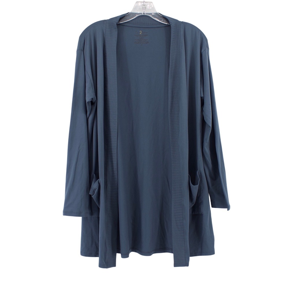 Live 2 Lounge Women Cardigan Blue Jersey Soft Long Sleeve Pockets Comfort Size M